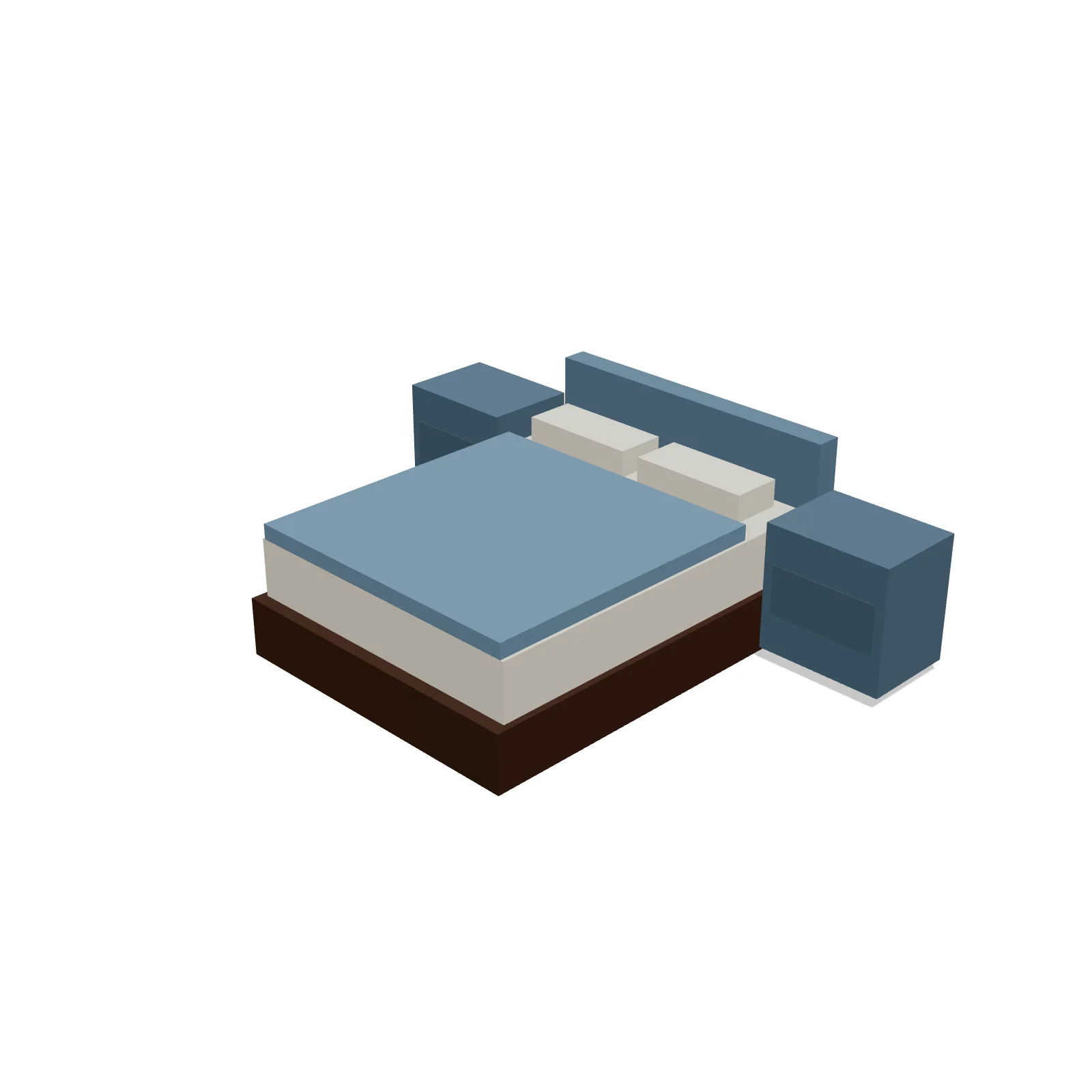 Queen Bed + Nightstands — 3D preview