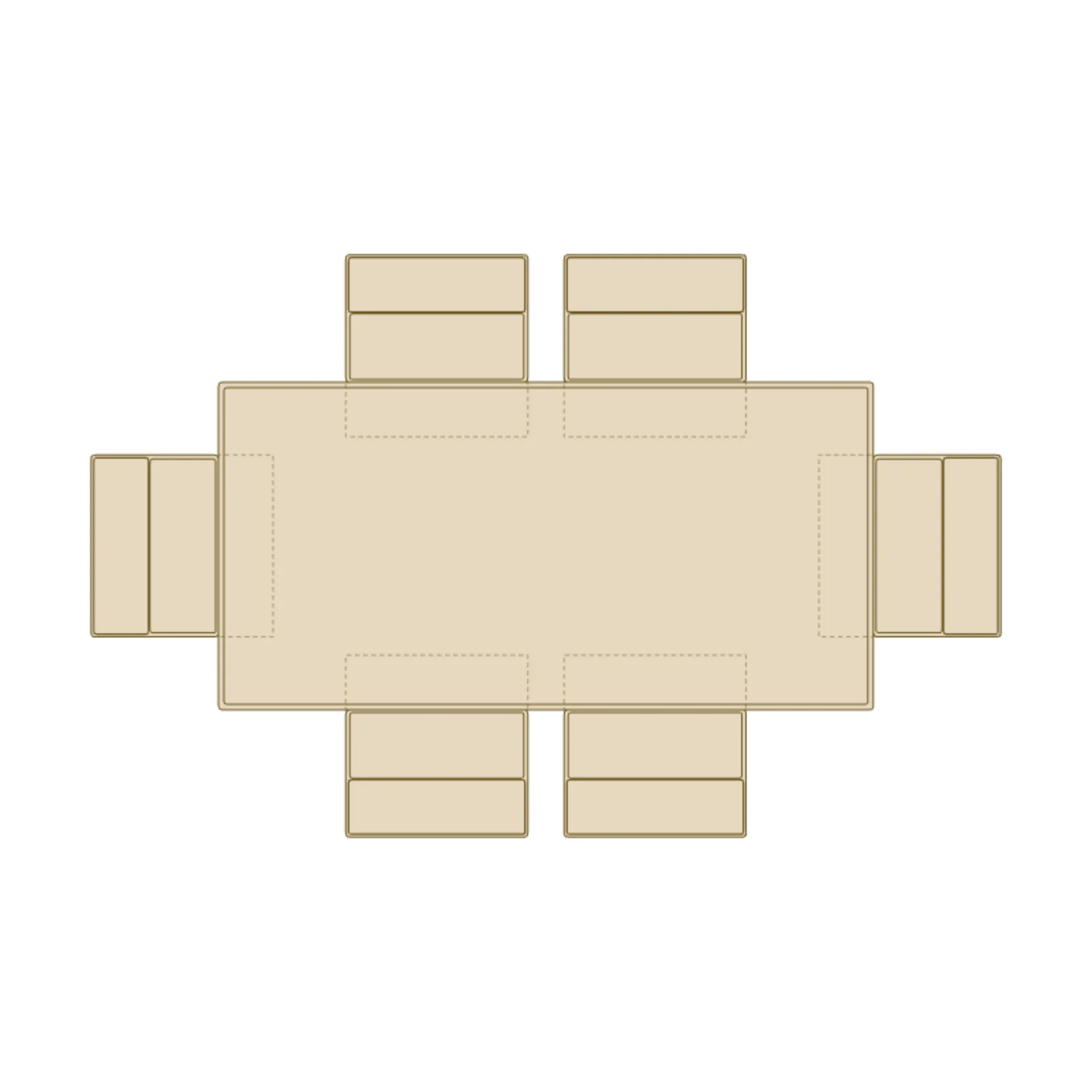 6-Chair Dining Set — 2D floor-plan symbol