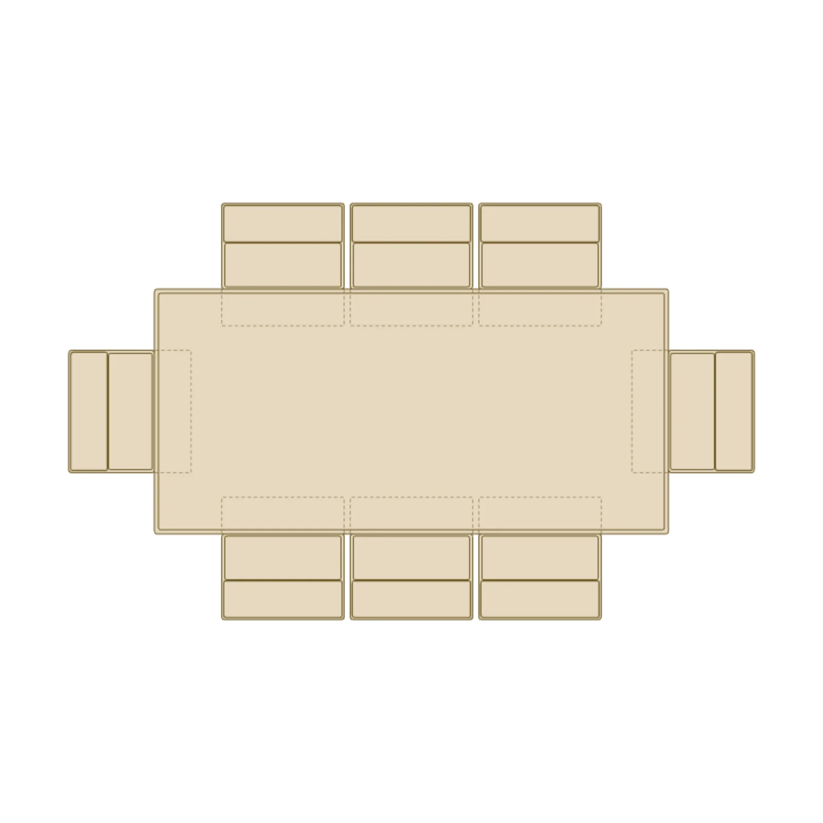 8-Chair Dining Set — 2D floor-plan symbol
