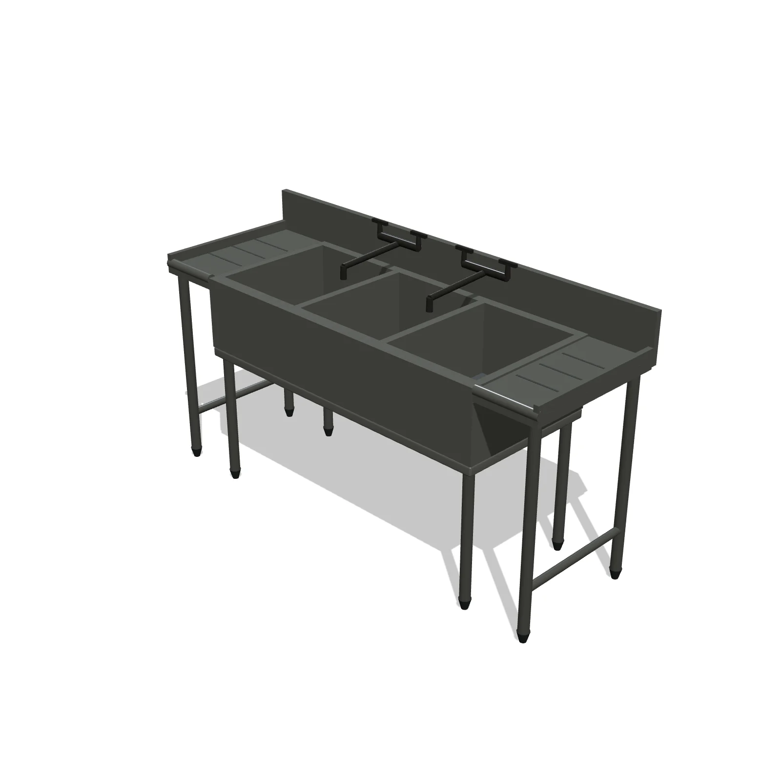 3-Compartment Sink 72" — 3D preview — RoomSketch3D 3D floorplan software