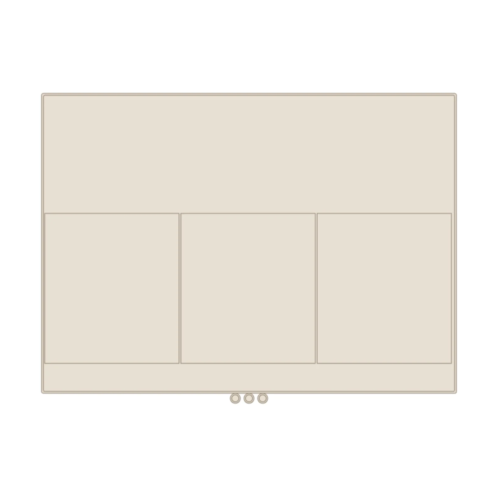 Island + 3 Stools — 2D floor-plan symbol