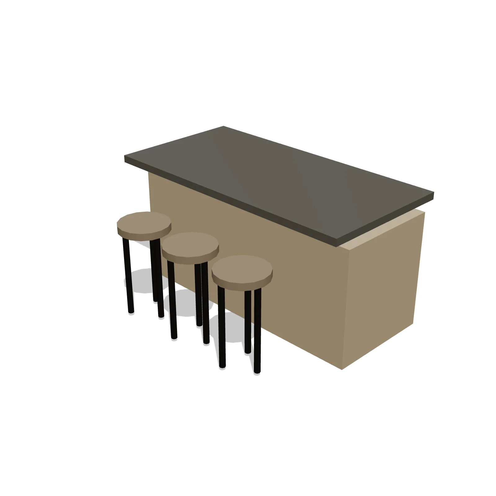 Island + 3 Stools — 3D preview