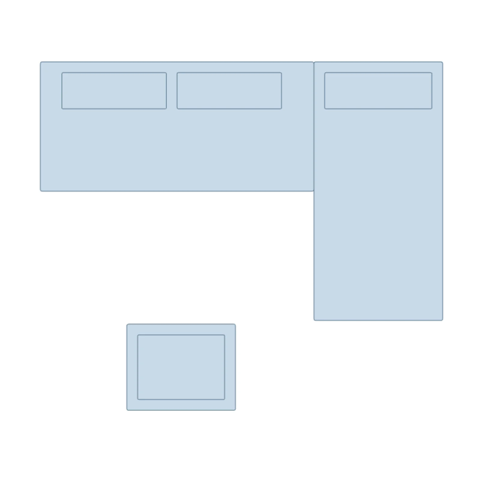 Sectional + Ottoman — 2D floor-plan symbol