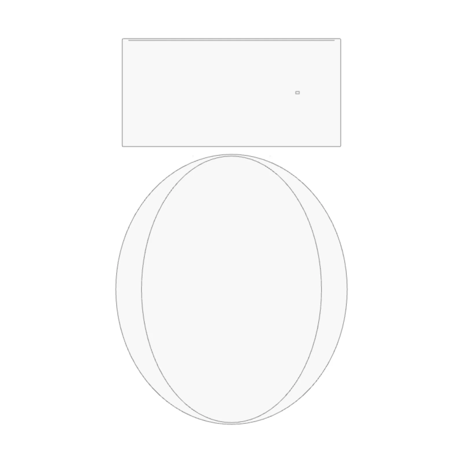 Elongated Toilet — 2D floor-plan symbol