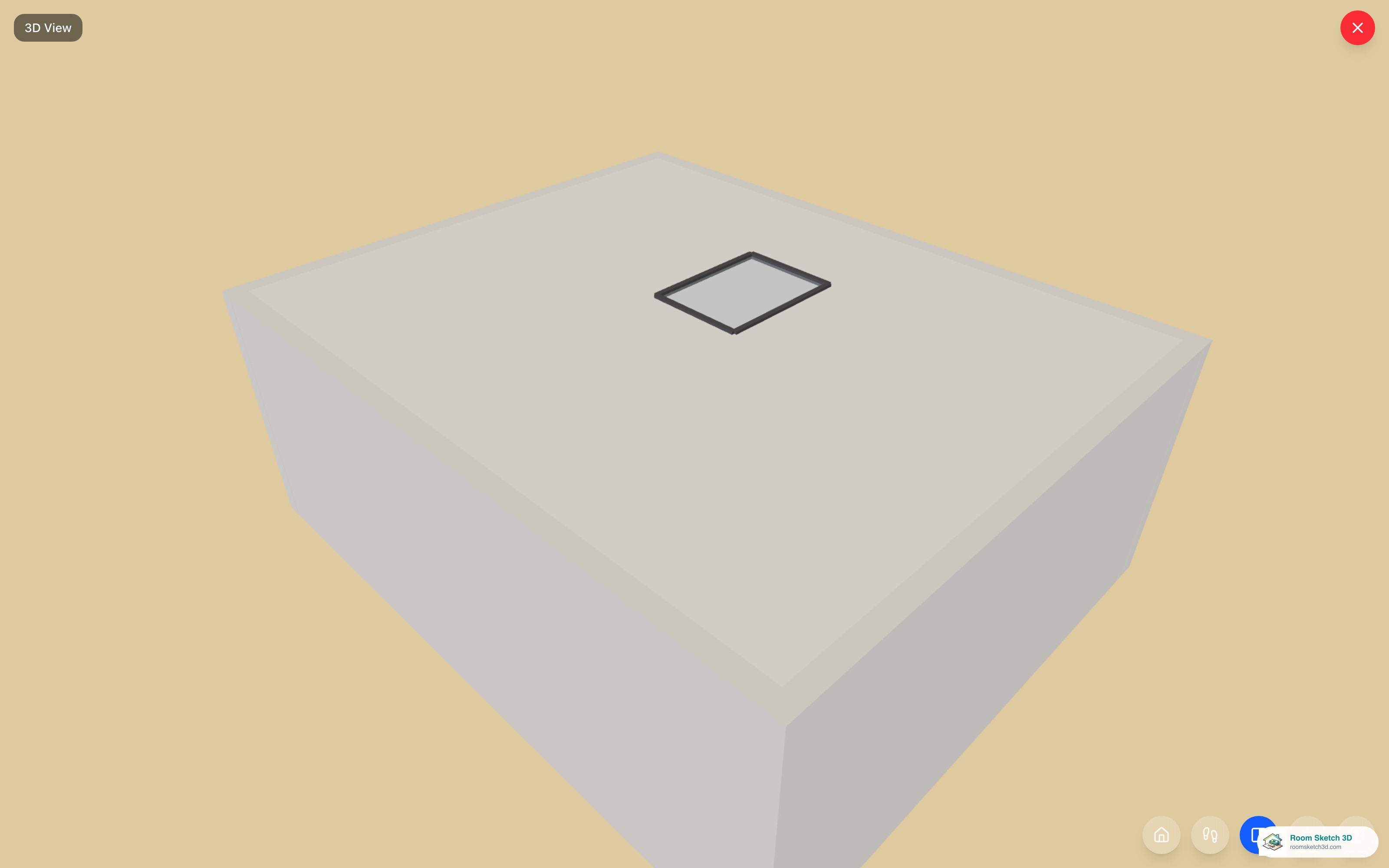 A skylight in a vaulted ceiling in the 3D view with daylight coming through — RoomSketch3D room planner app