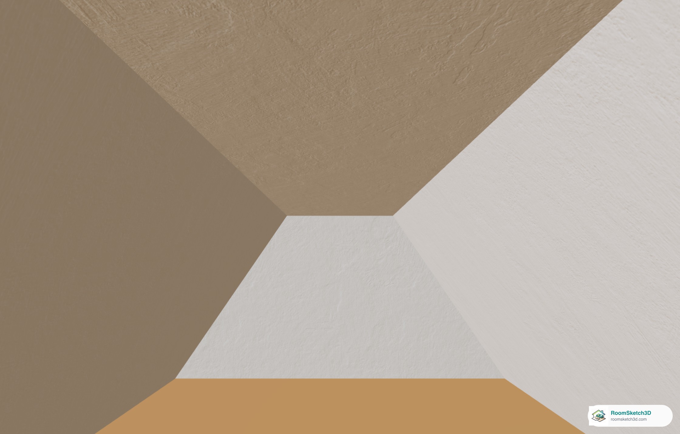 Walk-through view of the same attic gable end, now with a flat ceiling strip across the top between the two slopes — RoomSketch3D room planner app