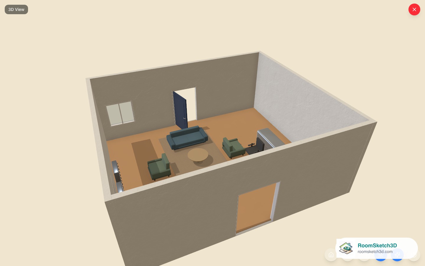 The Apartment Lobby template viewed in 3D in RoomSketch3D