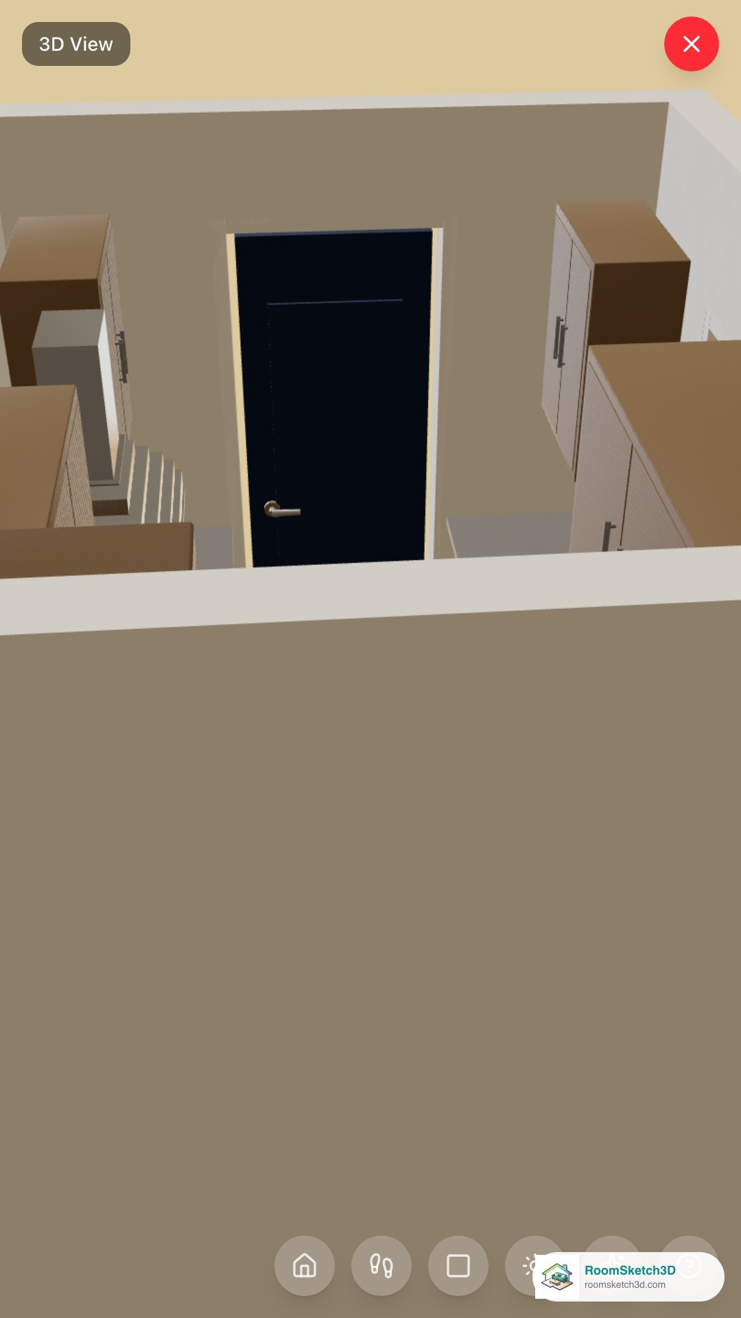 The Galley Kitchen template viewed in 3D in RoomSketch3D