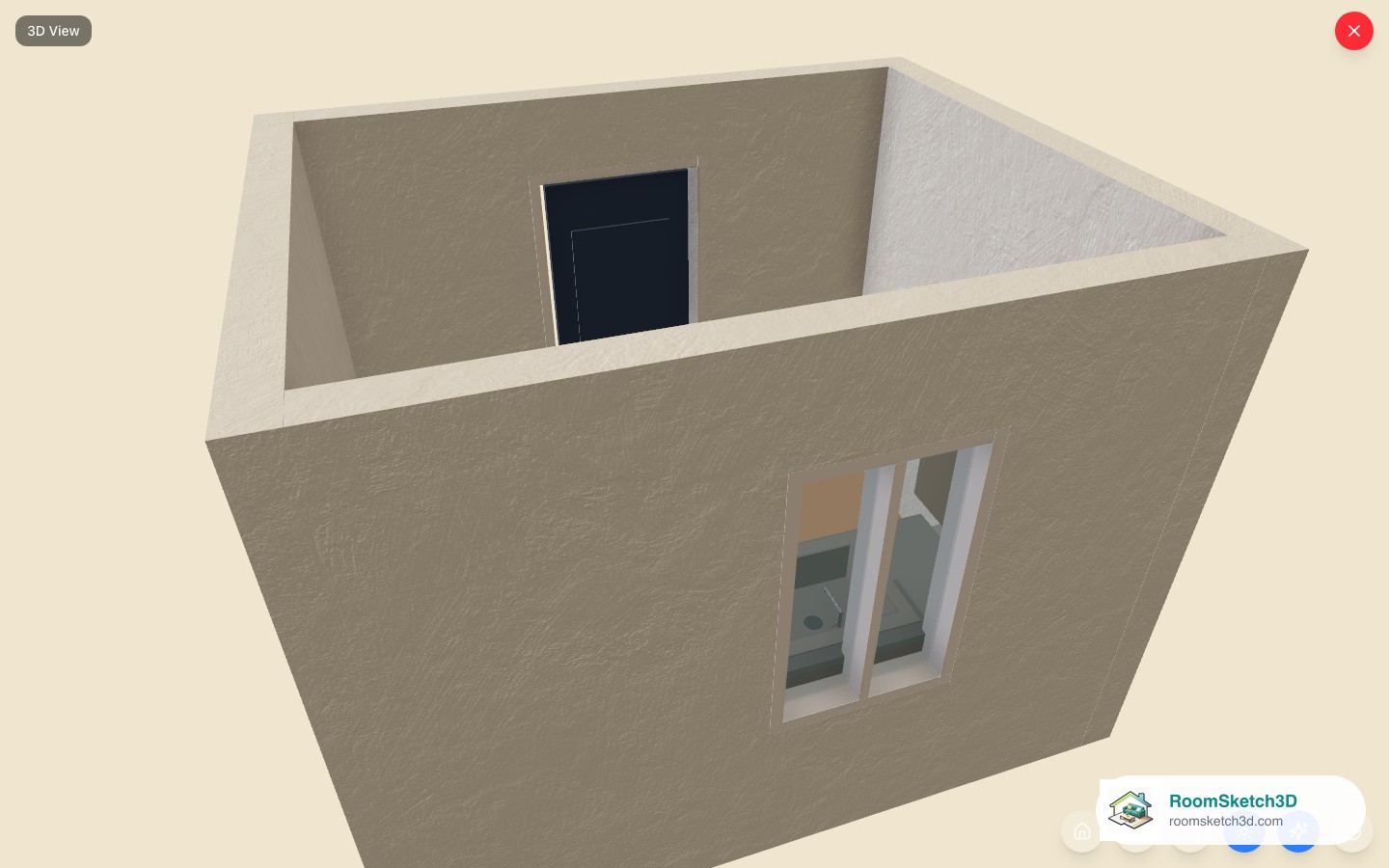 The One-Wall Kitchen template viewed in 3D in RoomSketch3D
