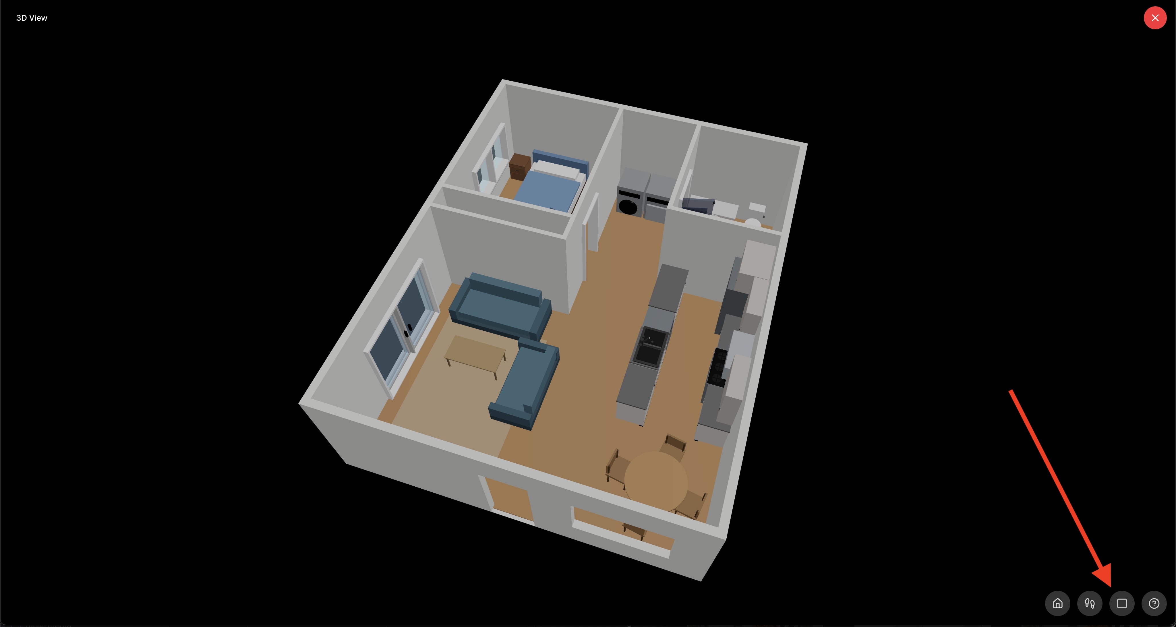 The 3D home with the ceiling toggled off, then on